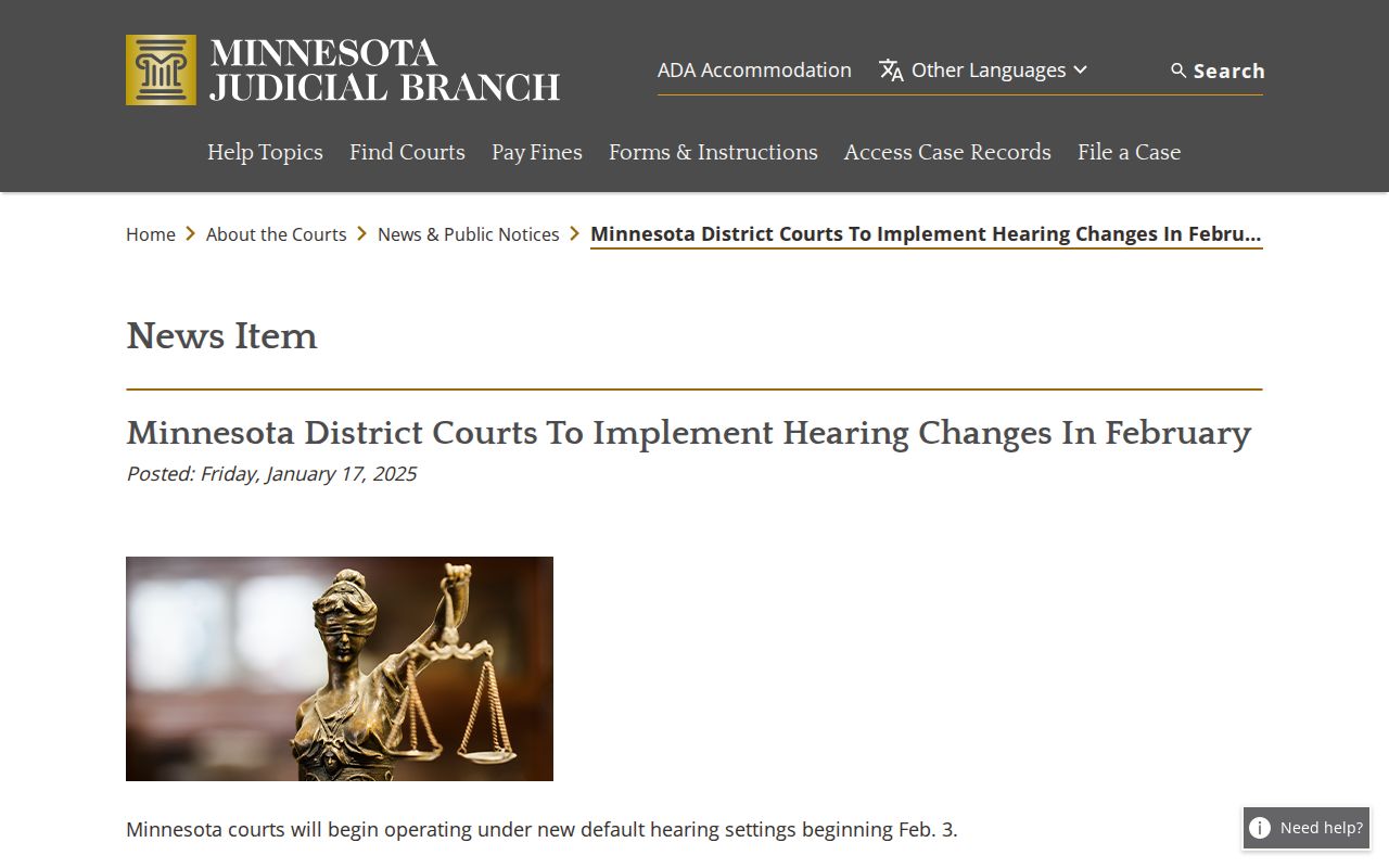 Watonwan court schedule Minnesota hearing changes announcement