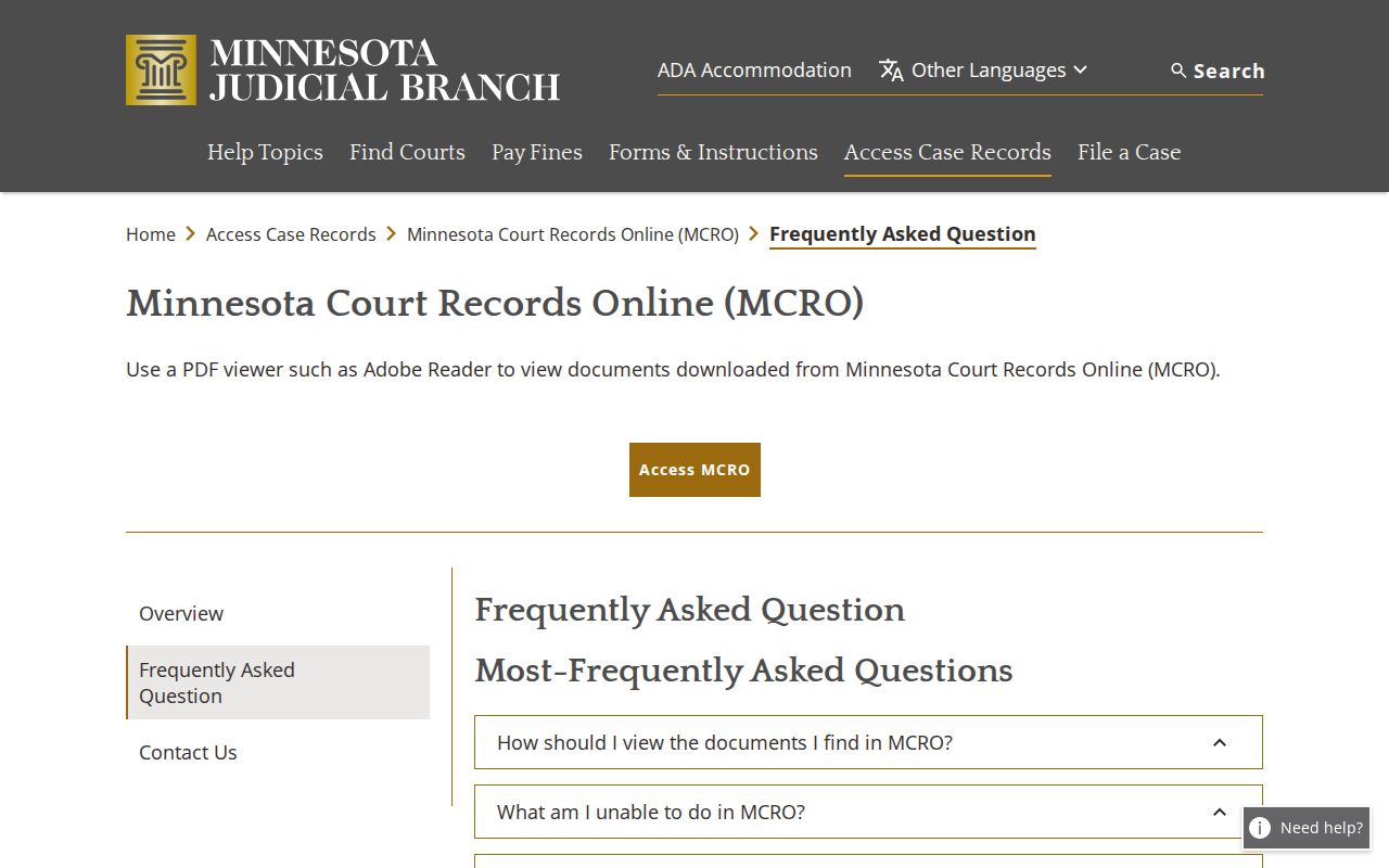 Watonwan court schedule MCRO FAQ source page