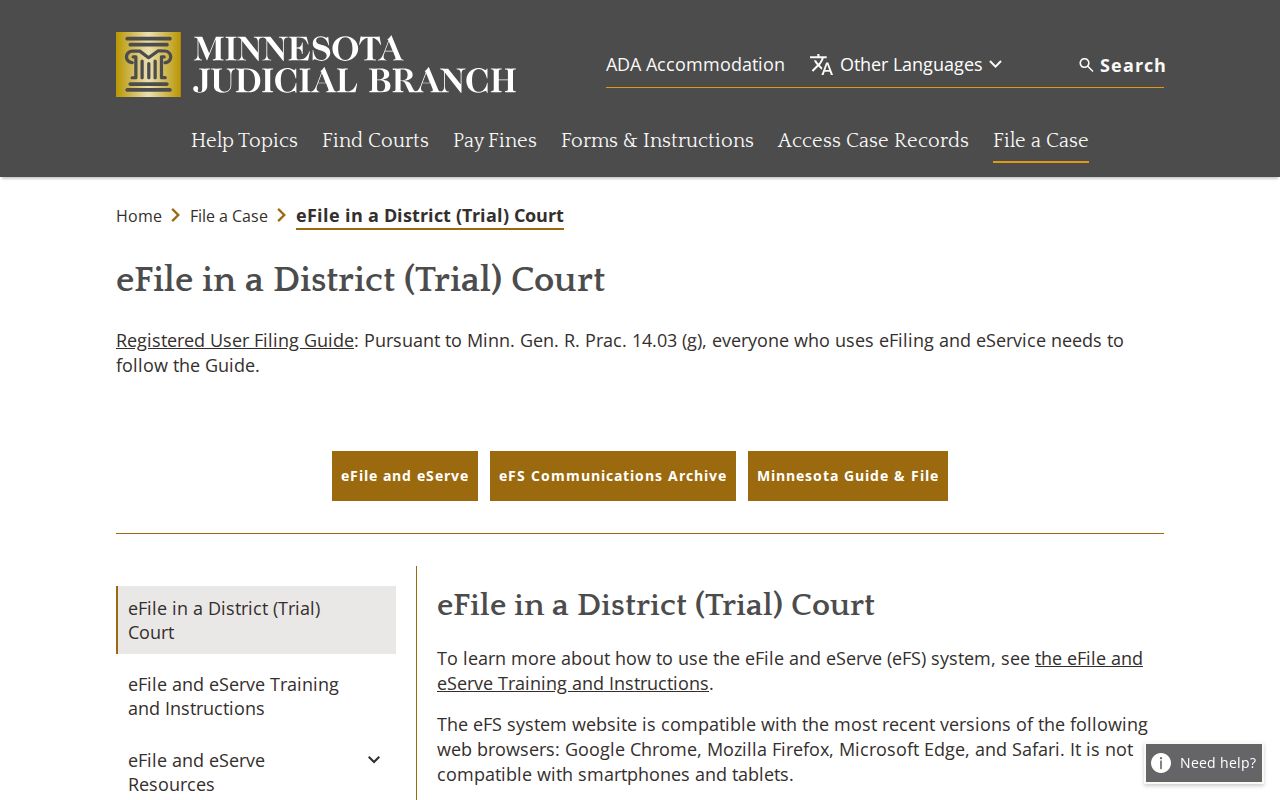 Watonwan County court records eFile and eServe access overview