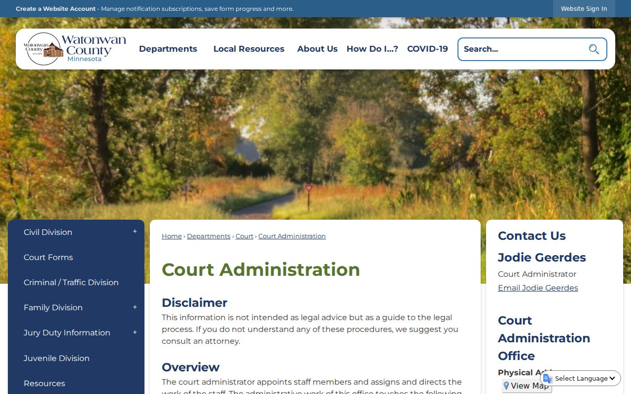 Watonwan County court docket records at Court Administration