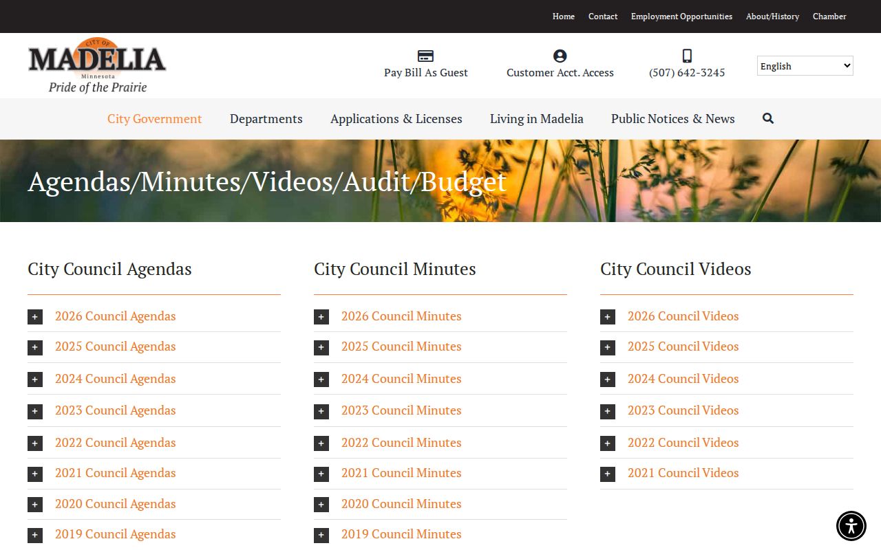 Madelia court records and city agenda source